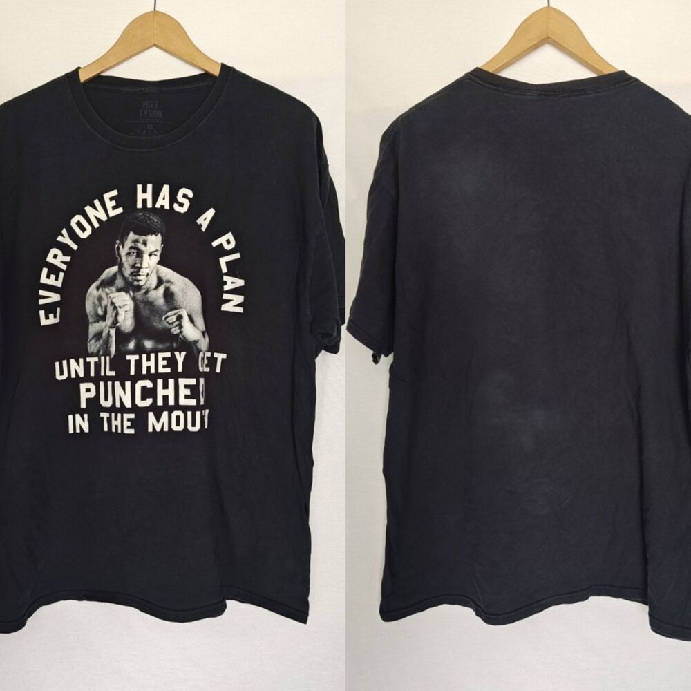 Mike Tyson Shirt Graphic Tee‎ Black Quote Boxing Fight Punched in the Mouth XL